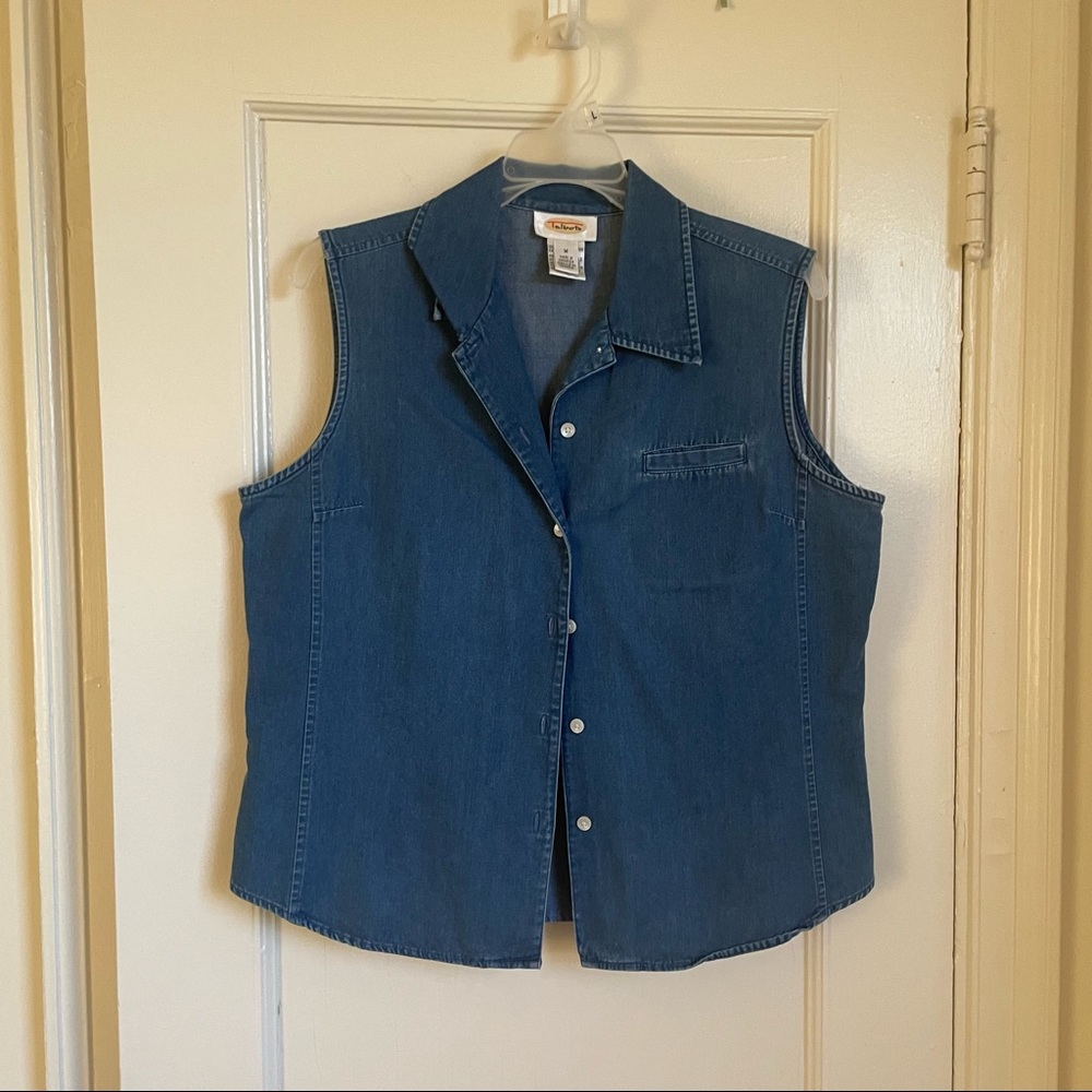 Talbots Denim Blue Jean Buttoned Vest - size M